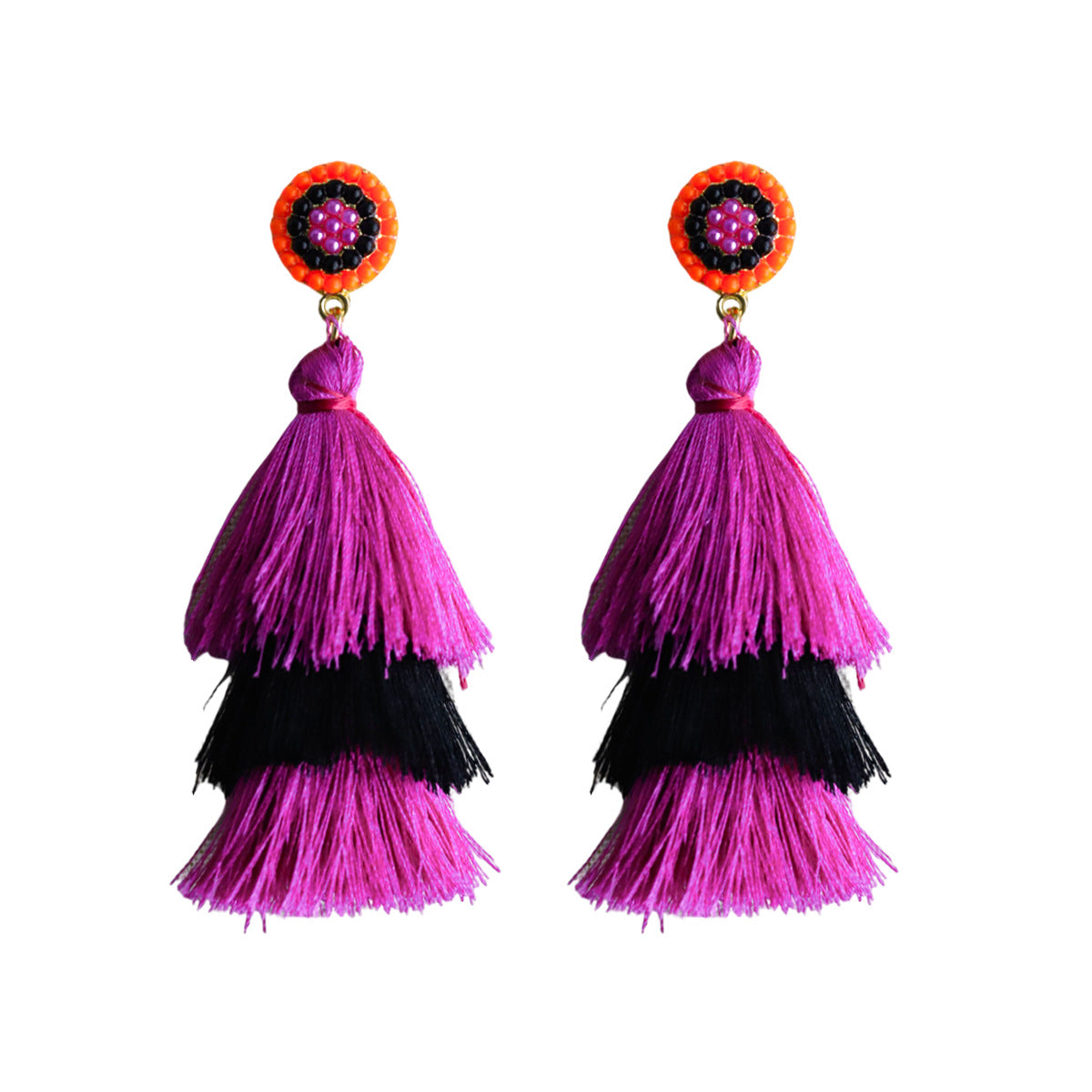 Boho Style Cotton Tassel Earrings