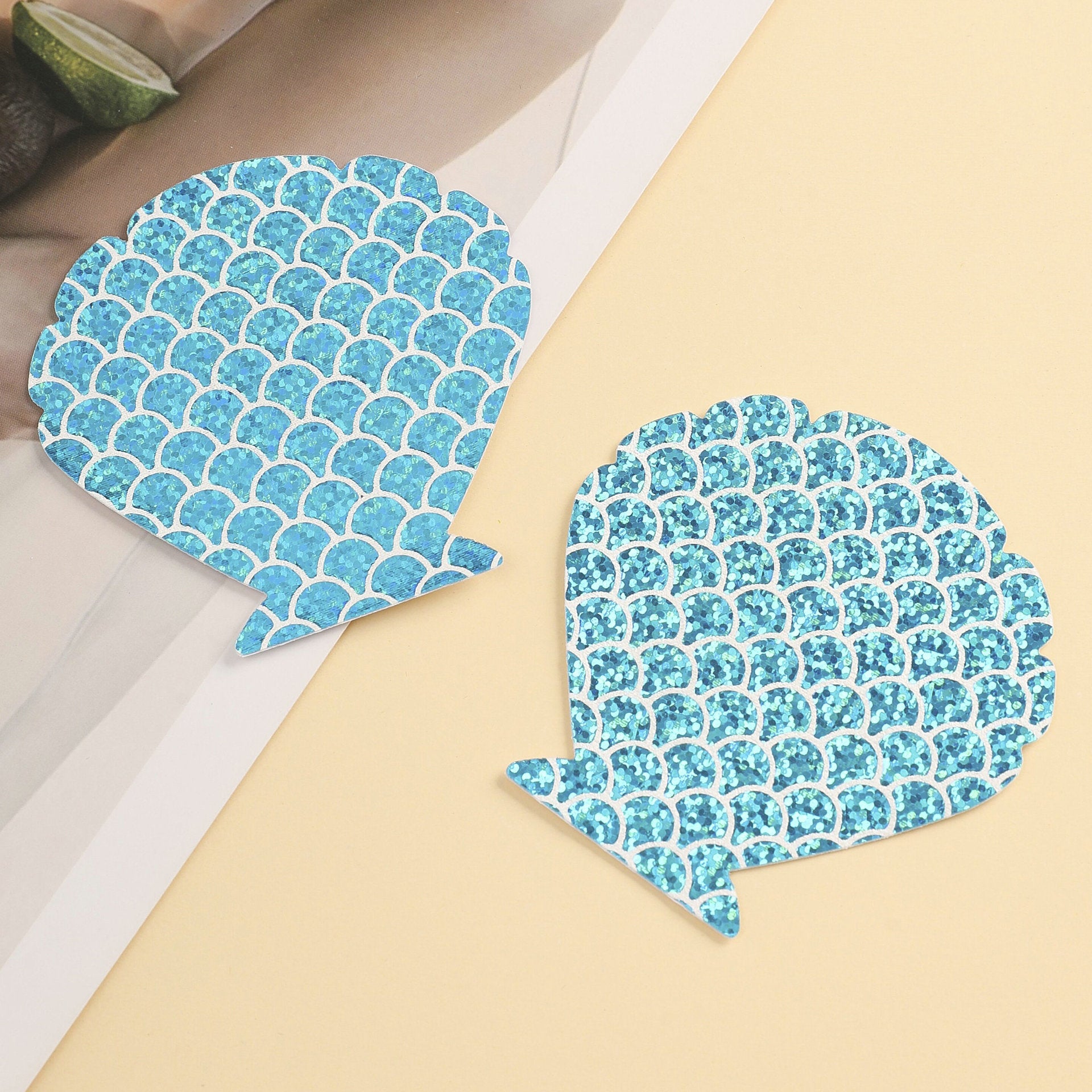 Blue Fish Scales Disposable Chest Stickers