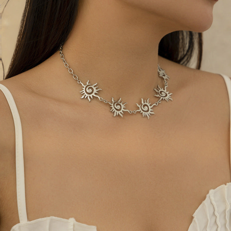 Ethnic Metal Sun Necklace