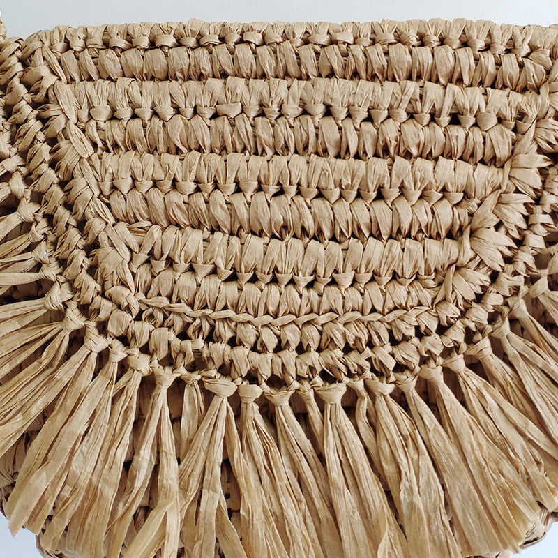 Handmade Crochet Tassel Straw Bag