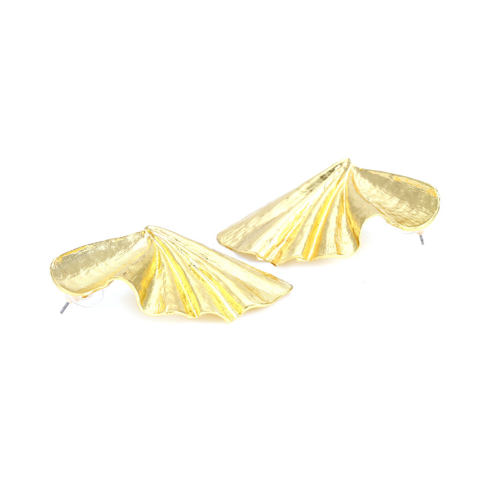 Flaxmaker Vintage Crinkled Metal Leaf Earrings