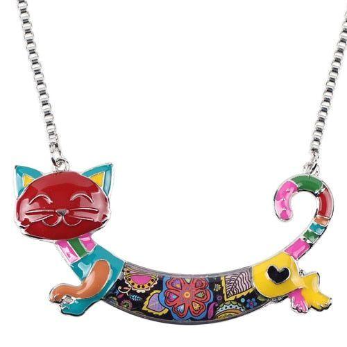 Acrylic Colorful Happy Cat Pattern Necklace