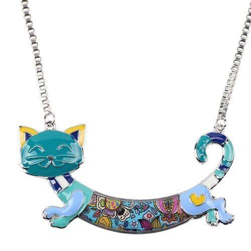 Acrylic Colorful Happy Cat Pattern Necklace