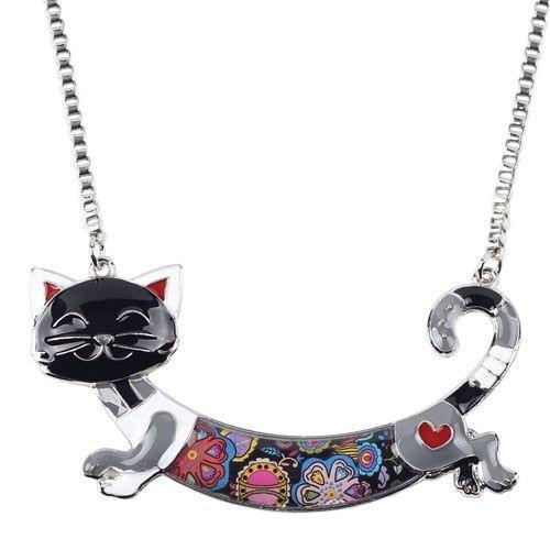 Acrylic Colorful Happy Cat Pattern Necklace