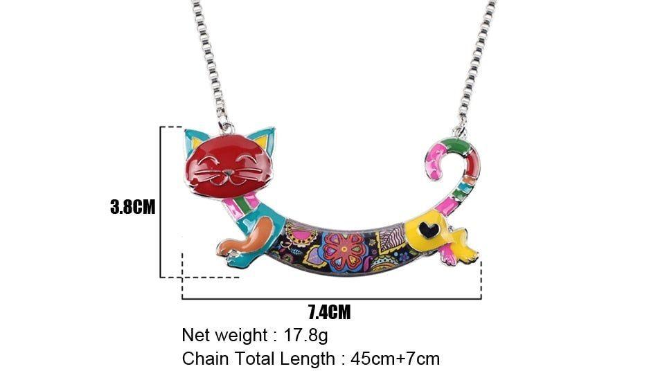 Acrylic Colorful Happy Cat Pattern Necklace