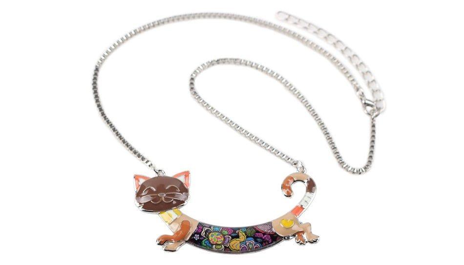 Acrylic Colorful Happy Cat Pattern Necklace