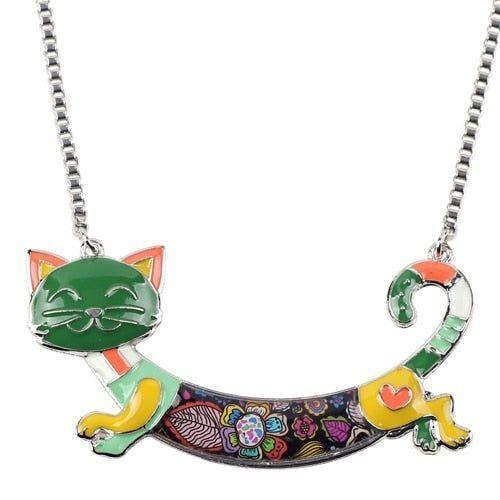 Acrylic Colorful Happy Cat Pattern Necklace