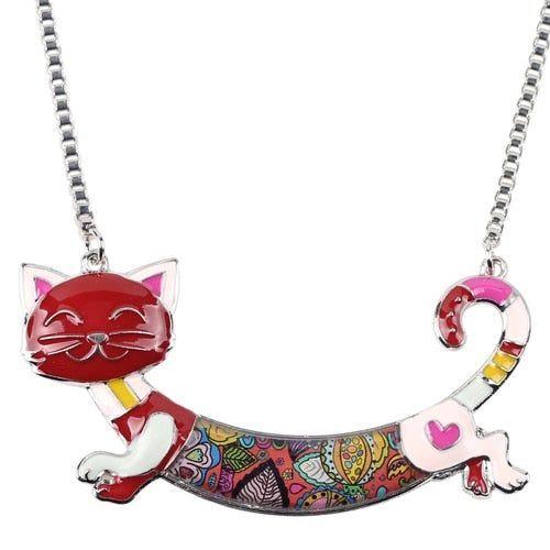 Acrylic Colorful Happy Cat Pattern Necklace