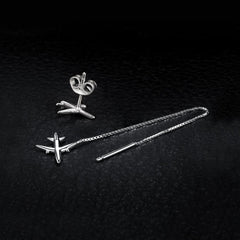 Airplane 925 Sterling Silver Long Earrings