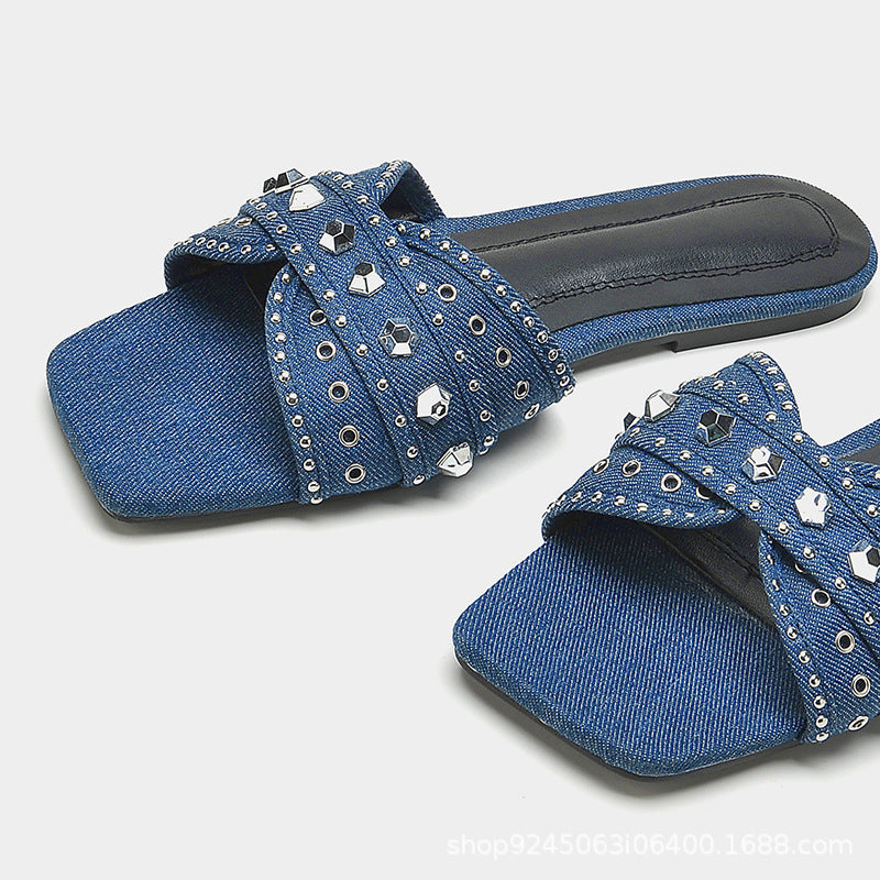 Blue Denim Slippers