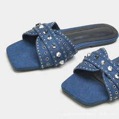 Blue Denim Slippers