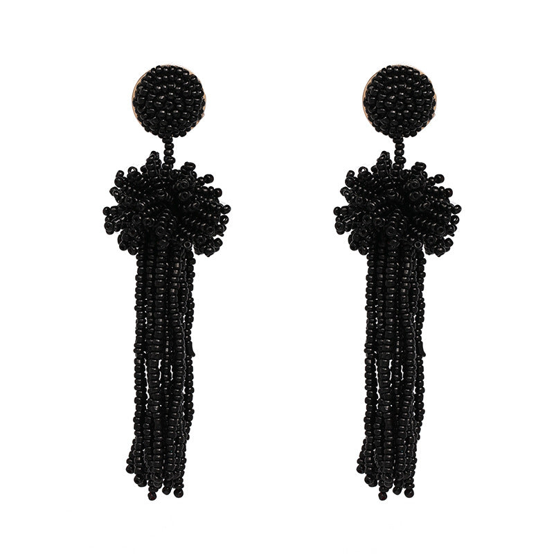 Millet Beaded Tassel Earrings