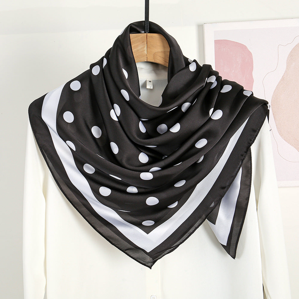 Polka Dot Printed Silk Scarf