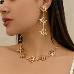 Ethnic Metal Sun Necklace