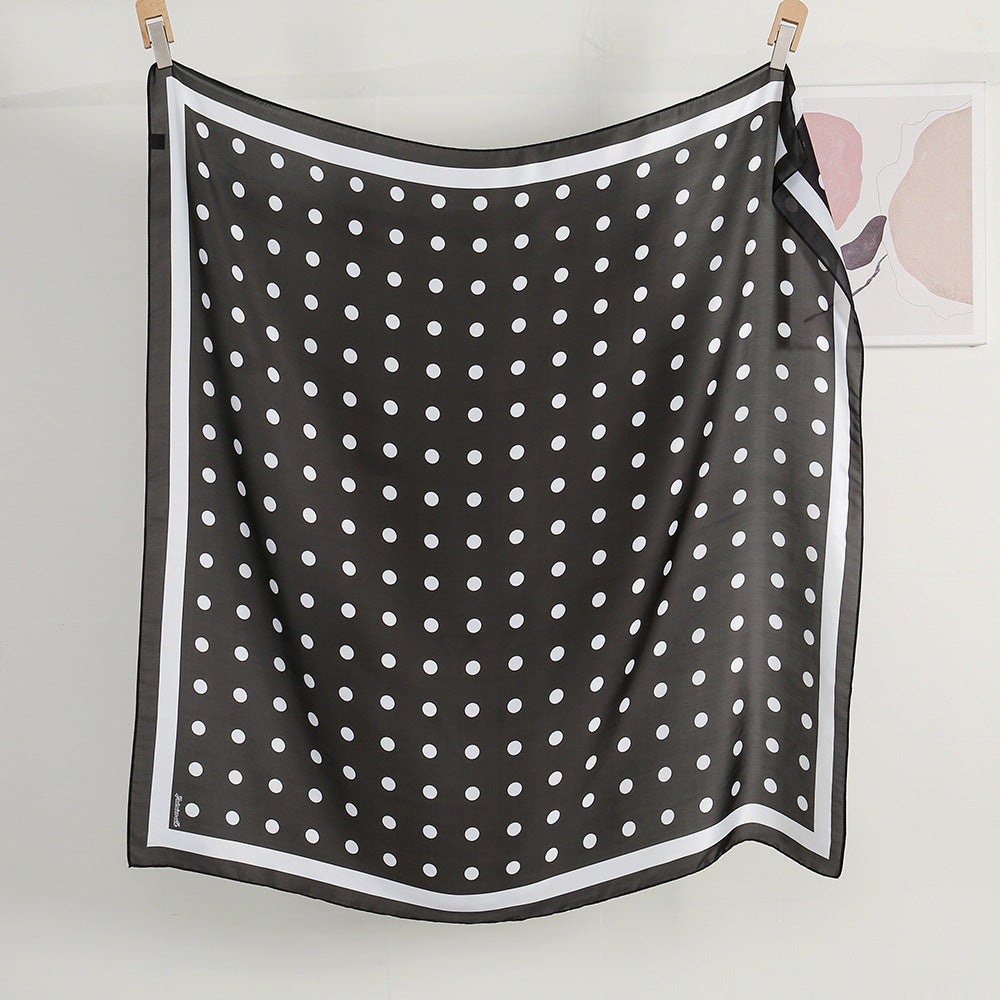 Polka Dot Printed Silk Scarf
