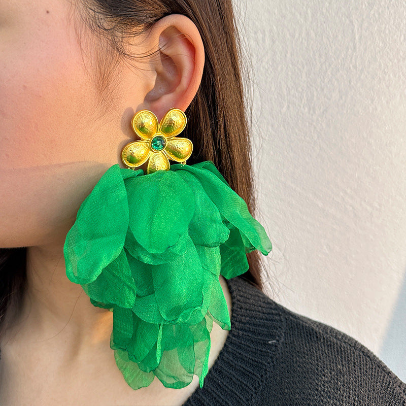 Handmade Fabric Flower Earrings