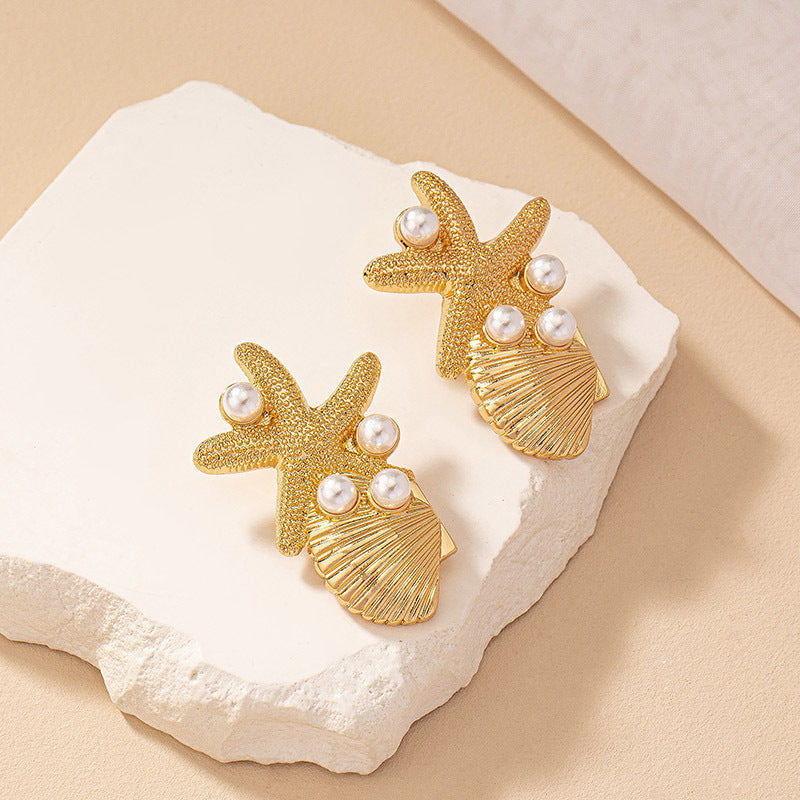 Beach Style Starfish Shell Earrings