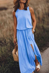Giselle – Locker geschnittenes Maxikleid mit Schlitz 