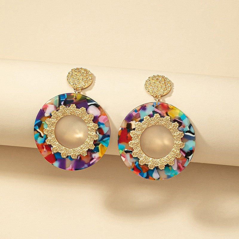 Colorful Acetate Round Earrings