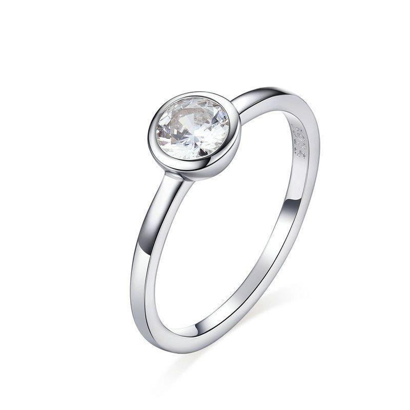 Basic Clear Zirconia Finger Ring 925 Sterling Silver