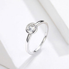 Basic Clear Zirconia Finger Ring 925 Sterling Silver