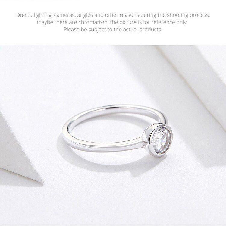 Basic Clear Zirconia Finger Ring 925 Sterling Silver