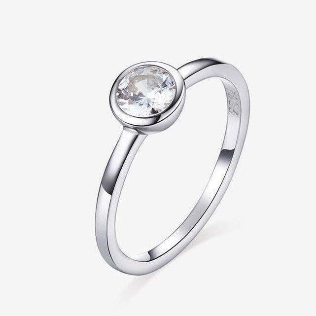 Basic Clear Zirconia Finger Ring 925 Sterling Silver