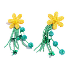 Flaxmaker Floral Tassel Earrings