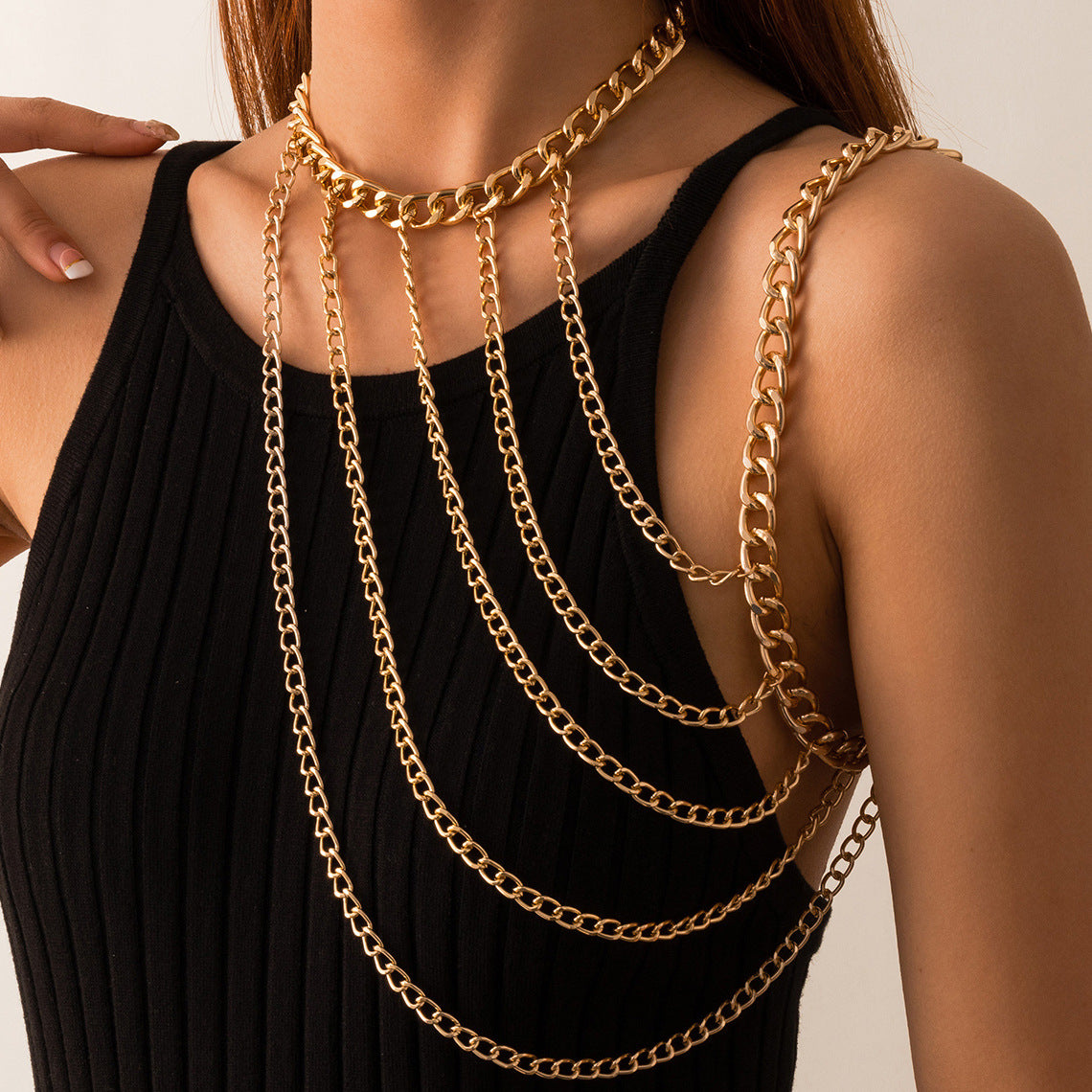 U-shaped Tassel One-shoulder Body Chain