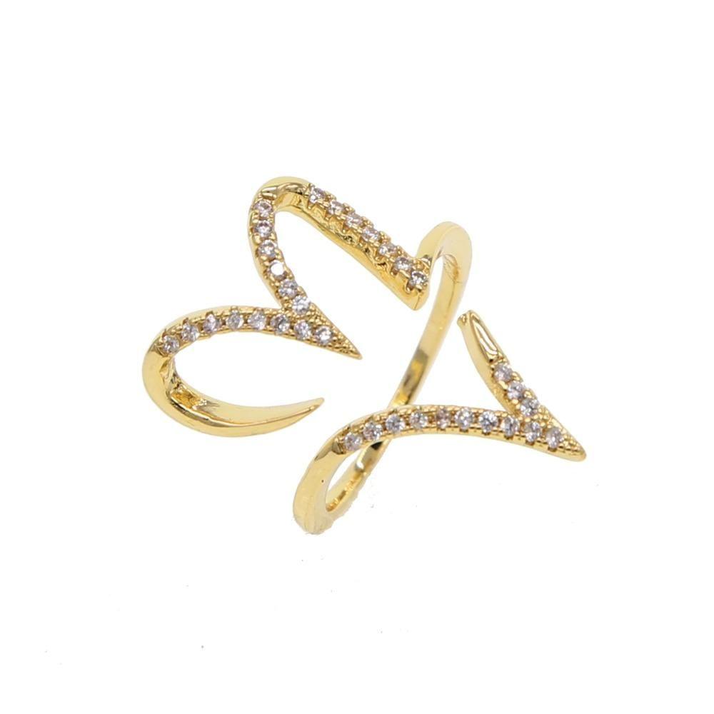 Big Heart Golden Color Finger Rings