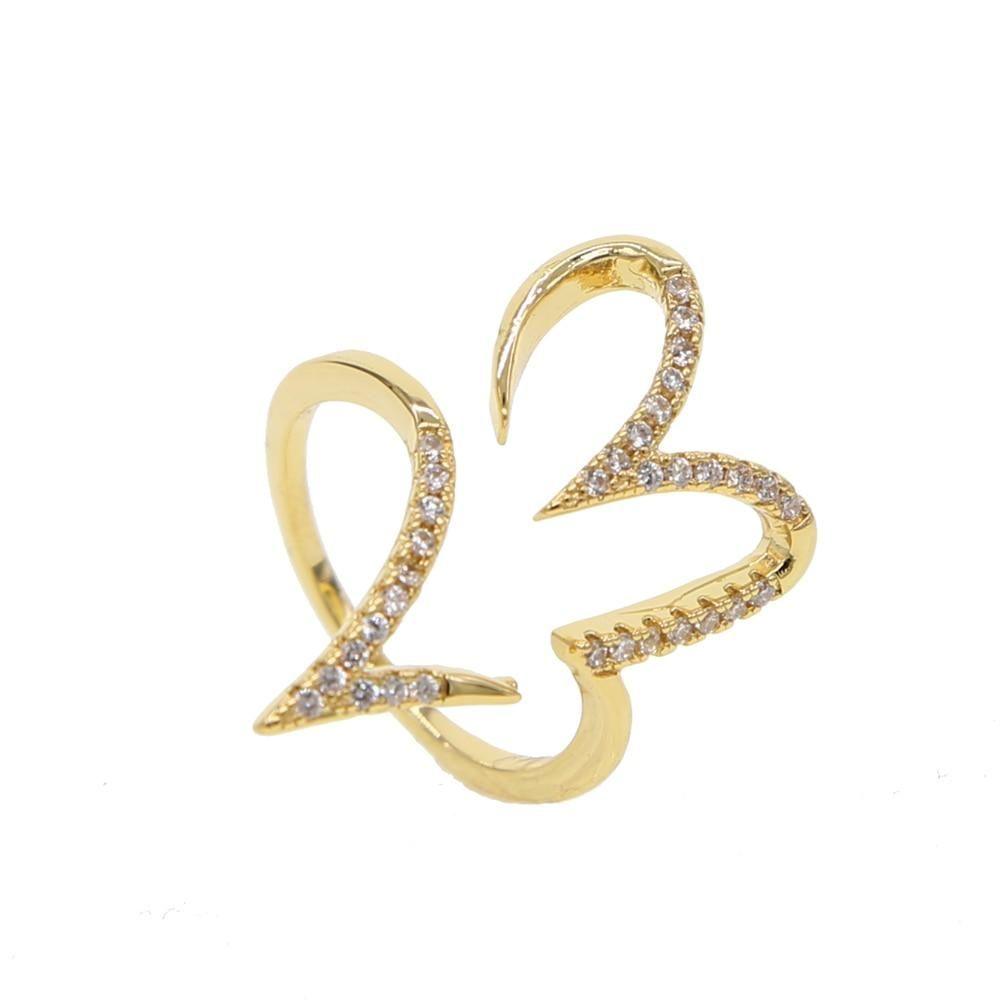 Big Heart Golden Color Finger Rings