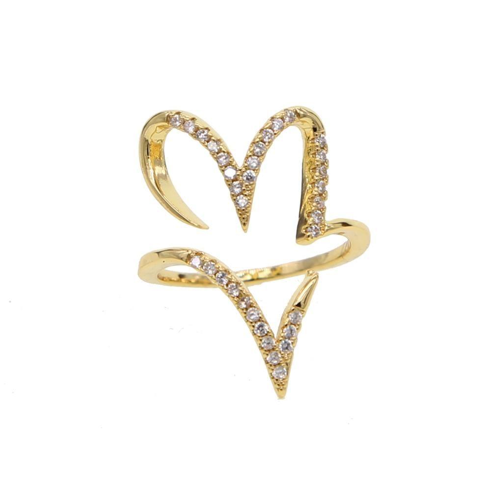 Big Heart Golden Color Finger Rings