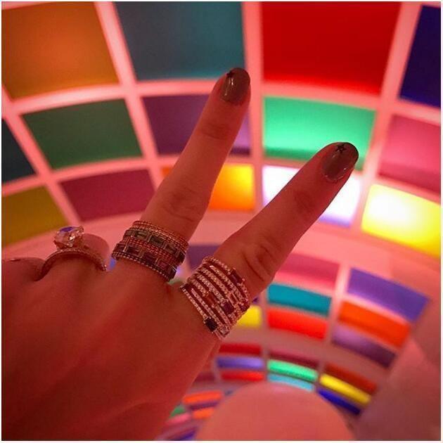 Birthstone Colorful Geometric Finger Rings