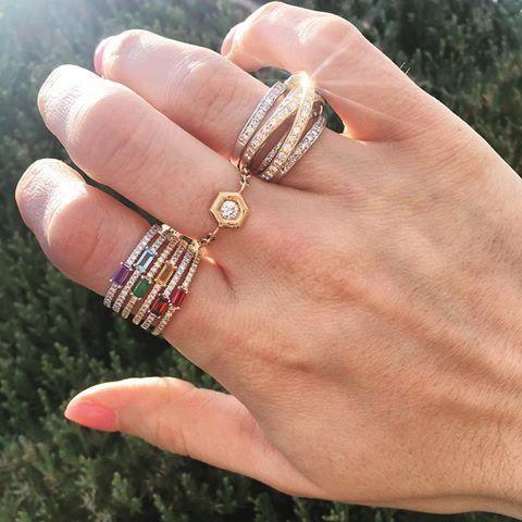 Birthstone Colorful Geometric Finger Rings