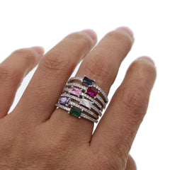 Birthstone Colorful Geometric Finger Rings