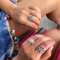 Birthstone Colorful Geometric Finger Rings