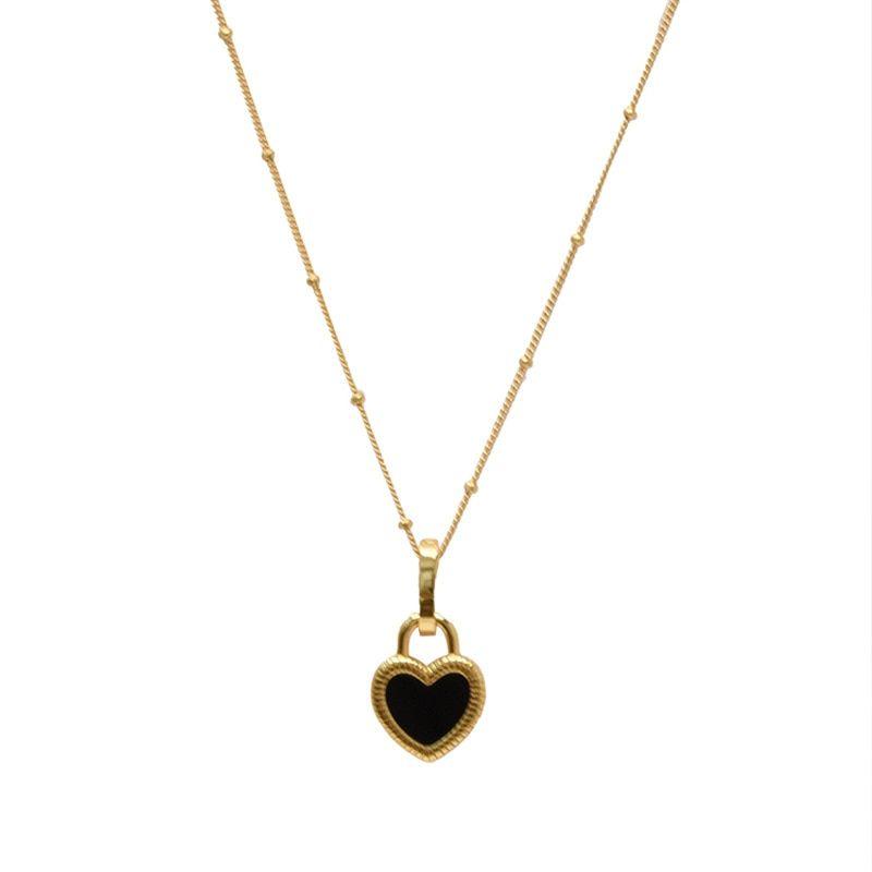 Black Double-Sided Heart Pendant Necklace