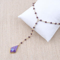 Bohemia Purple Crystal Long Necklaces