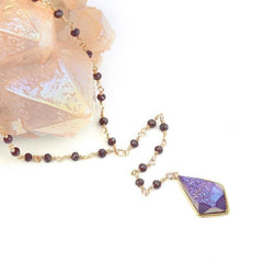 Bohemia Purple Crystal Long Necklaces