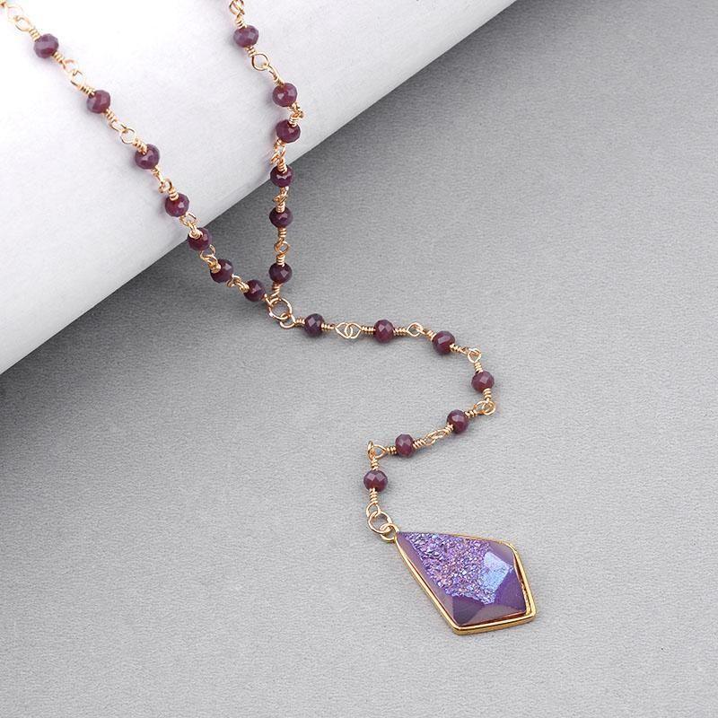 Bohemia Purple Crystal Long Necklaces