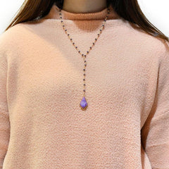 Bohemia Purple Crystal Long Necklaces