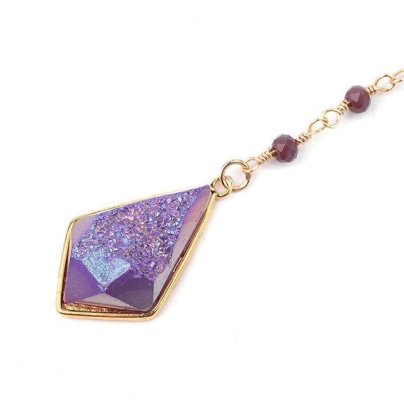 Bohemia Purple Crystal Long Necklaces