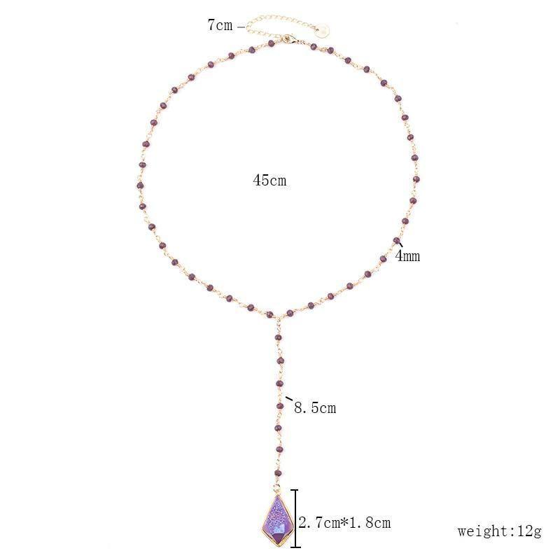 Bohemia Purple Crystal Long Necklaces