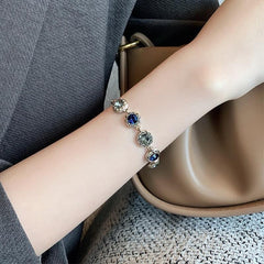 Bracelet Korean Crystal Flower Cubic Zirconia Pendant Shiny Rhinestone Bangle