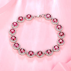 Bracelet Trendy 925 Silver Bangles Ruby Gemstone Diamond Bracelets