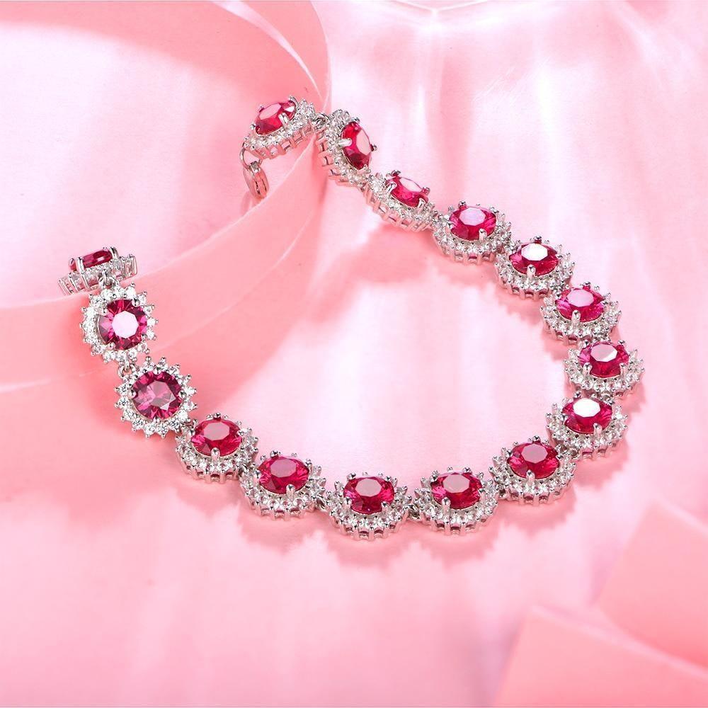 Bracelet Trendy 925 Silver Bangles Ruby Gemstone Diamond Bracelets