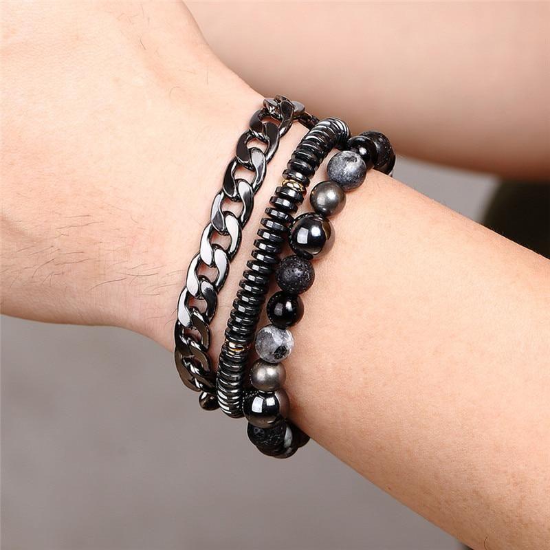 Bracelet 4Pcs/Set Hematite Slim Beaded Bangles