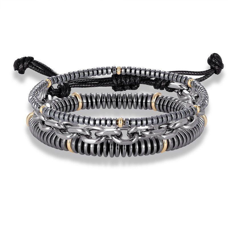 Bracelet 4Pcs/Set Hematite Slim Beaded Bangles