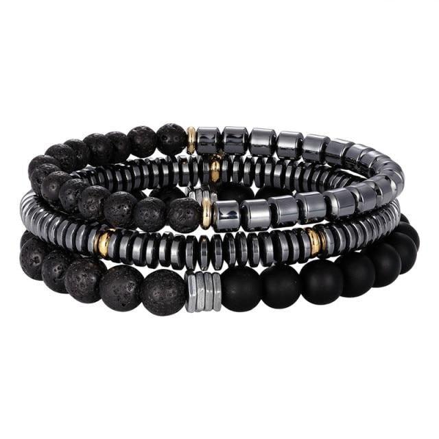 Bracelet 4Pcs/Set Hematite Slim Beaded Bangles