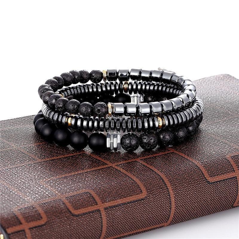 Bracelet 4Pcs/Set Hematite Slim Beaded Bangles